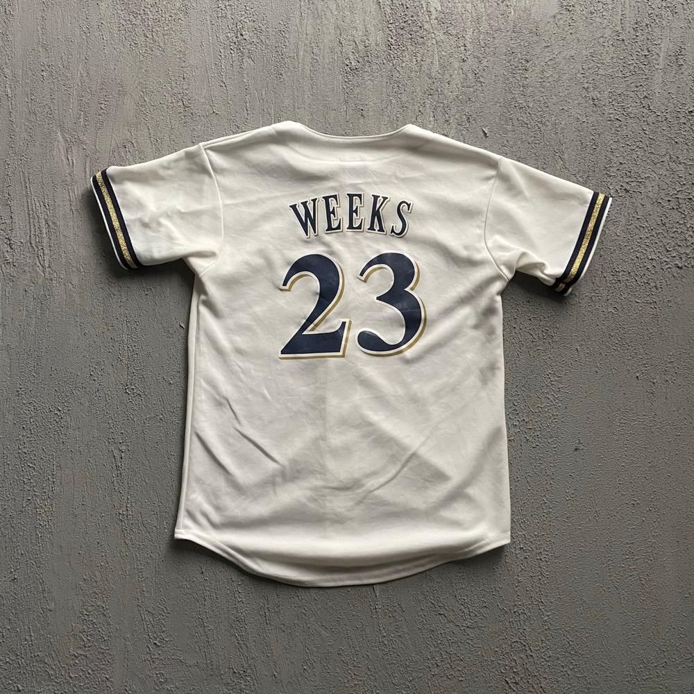 Milwaukee Brewers Rickie Weeks Baseball Jersey kids Large White Majestic
